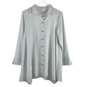 Habitat White Pinstripe Textured Button Down Long Sleeve Shirt